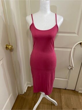 Absolutely Love Pink Bodycon Midi Dress Adjustable Straps Size Medium
